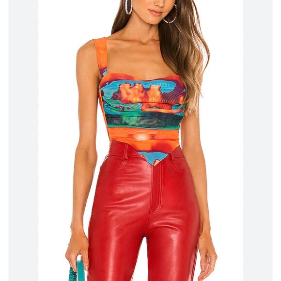 Miaou Multicolor Mesh Bandana Cowl Tank Top Women’s S - Picture 6 of 15